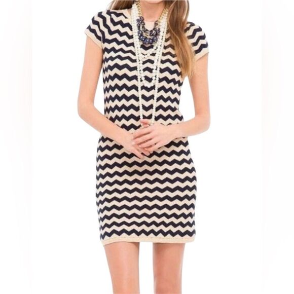 LILLY PULITZER Santana Dress True Navy Metallic Stripe Nautical Size M - Picture 1 of 11